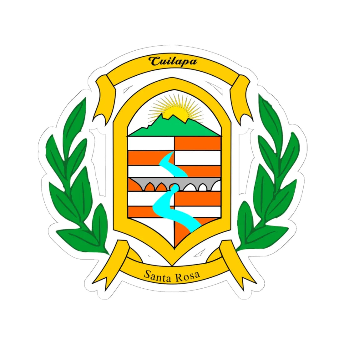 Escudo de Santa Rosa y Cuilapa (Guatemala) (Coat of Arms) STICKER Vinyl Kiss-Cut Decal 6 Inch White - The Sticker Space