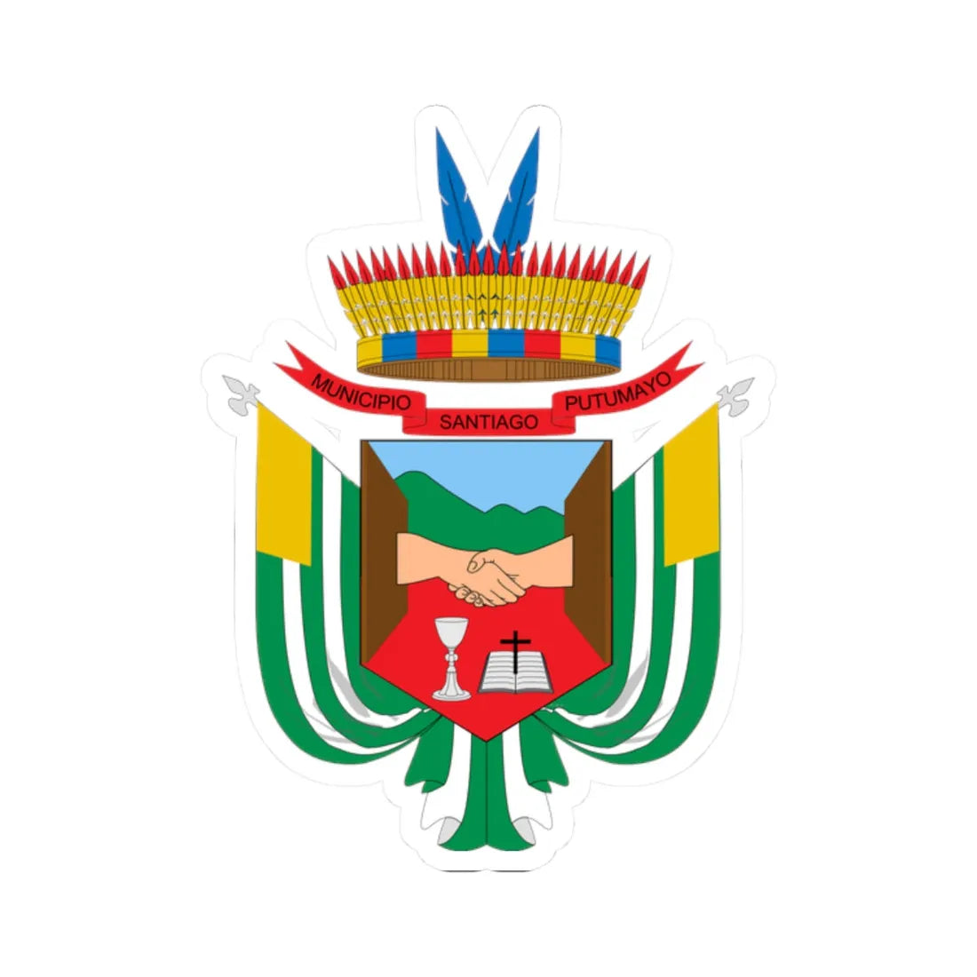 Escudo de Santiago Putumayo (Colombia) (Coat of Arms) STICKER Vinyl Kiss-Cut Decal 2 Inch White - The Sticker Space