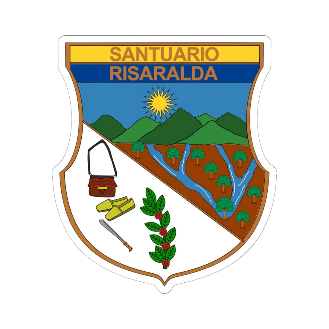 Escudo de Santuario - Risaralda (Colombia) (Coat of Arms) STICKER Vinyl Kiss-Cut Decal - The Sticker Space