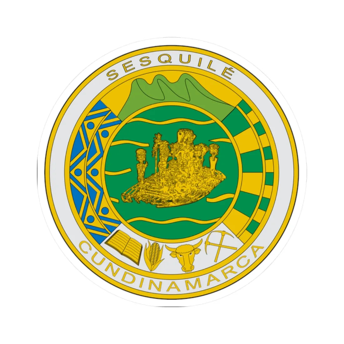 Escudo de Sesquilé (Colombia) (Coat of Arms) STICKER Vinyl Kiss-Cut Decal 2 Inch White - The Sticker Space