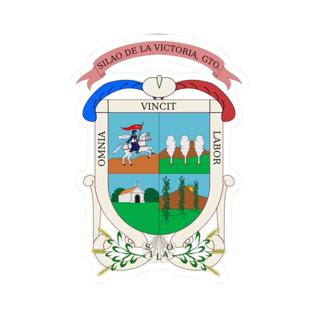 Escudo de Silao Guanajuato México (Mexico) (Coat of Arms) STICKER Vinyl Kiss-Cut Decal 2 Inch White - The Sticker Space