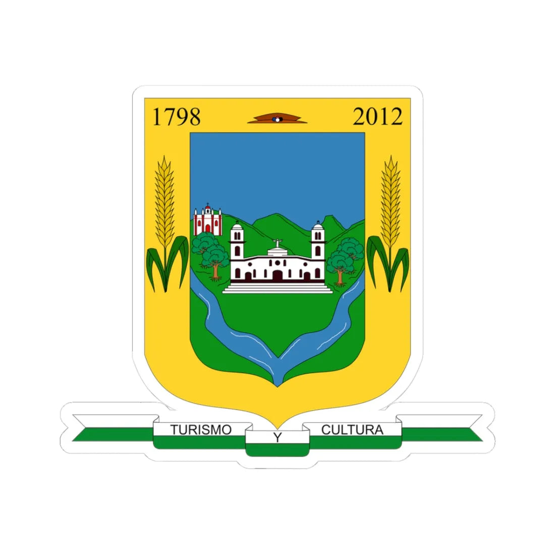 Escudo de Silvia - Cauca (Colombia) (Coat of Arms) STICKER Vinyl Kiss-Cut Decal 3 Inch White - The Sticker Space
