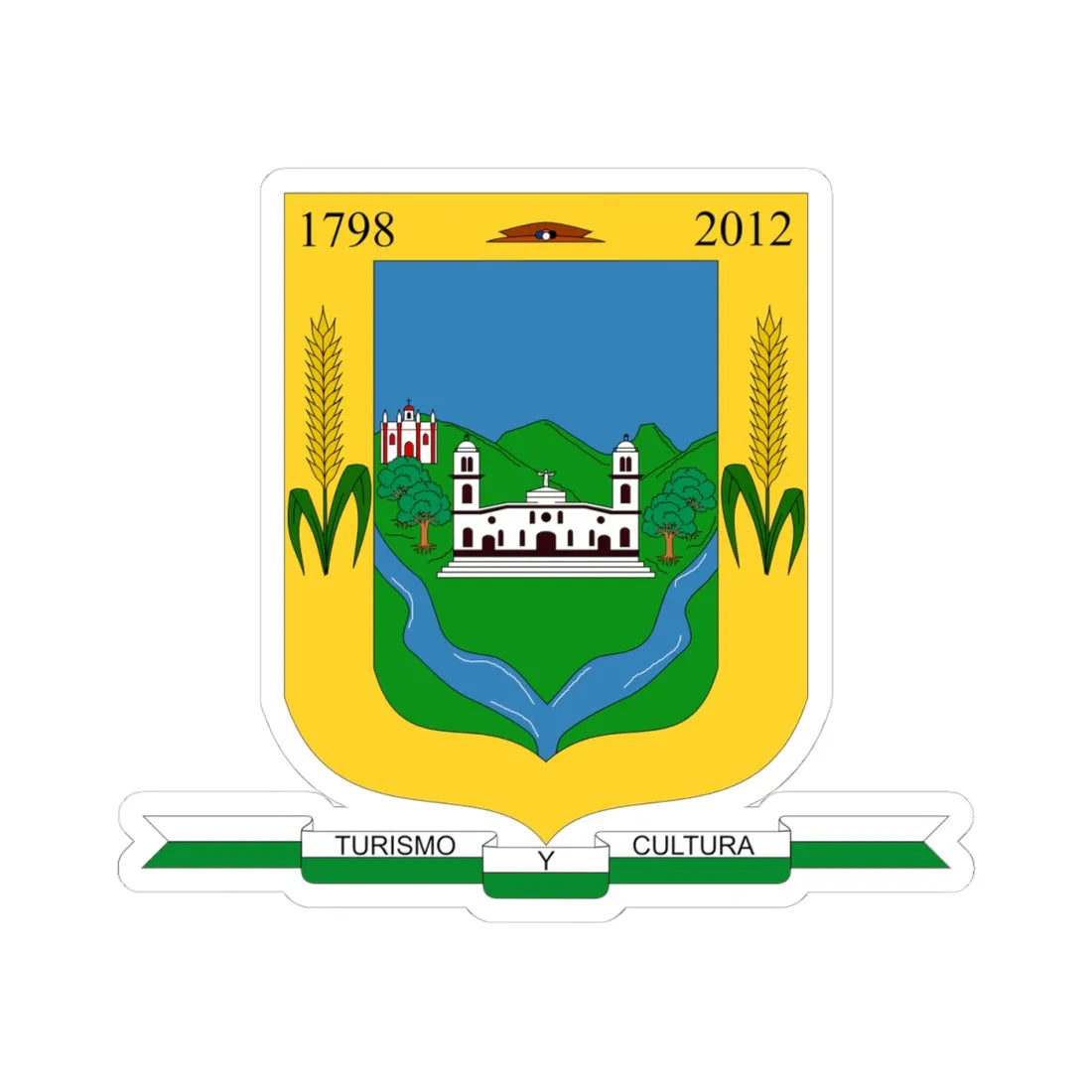 Escudo de Silvia - Cauca (Colombia) (Coat of Arms) STICKER Vinyl Kiss-Cut Decal 4 Inch White - The Sticker Space