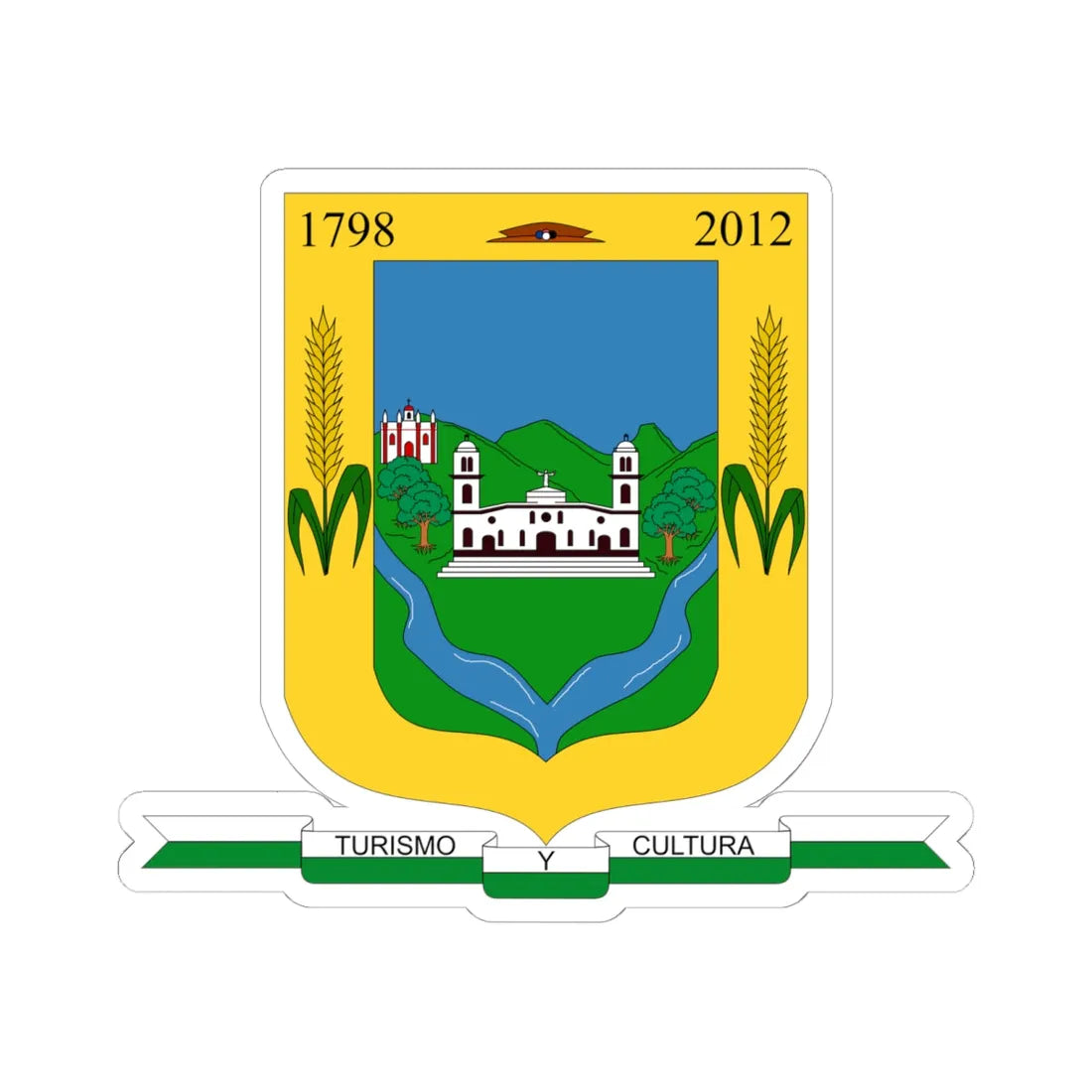 Escudo de Silvia - Cauca (Colombia) (Coat of Arms) STICKER Vinyl Kiss-Cut Decal 6 Inch White - The Sticker Space