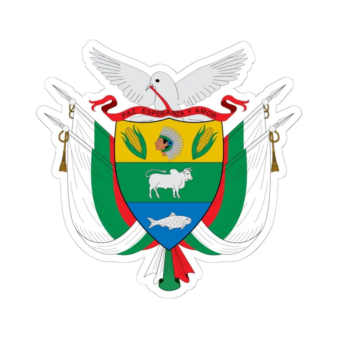 Escudo de Solano Caquetá (Colombia) (Coat of Arms) STICKER Vinyl Kiss-Cut Decal 6 Inch White - The Sticker Space