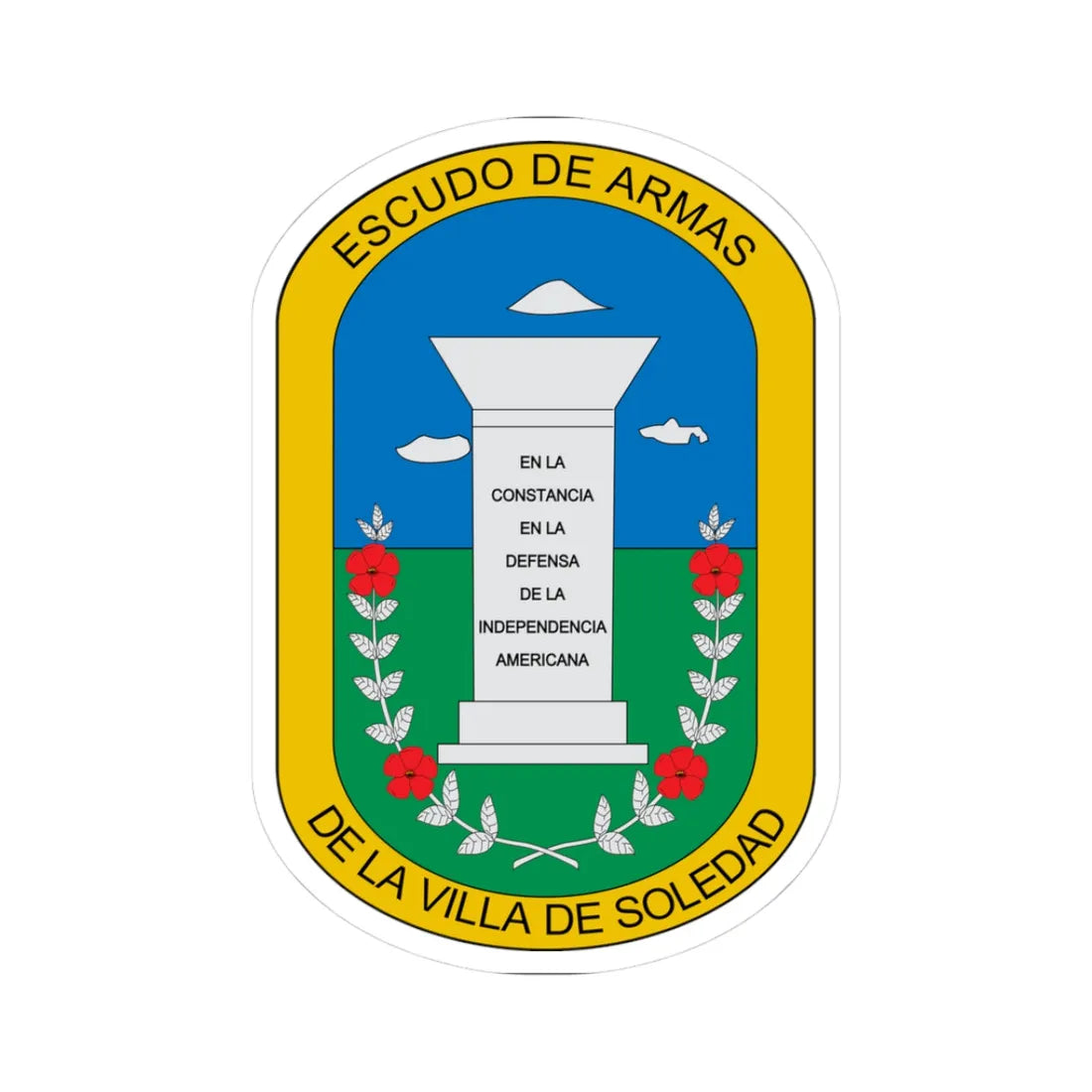 Escudo de Soledad Atlántico (Colombia) (Coat of Arms) STICKER Vinyl Kiss-Cut Decal 3 Inch White - The Sticker Space