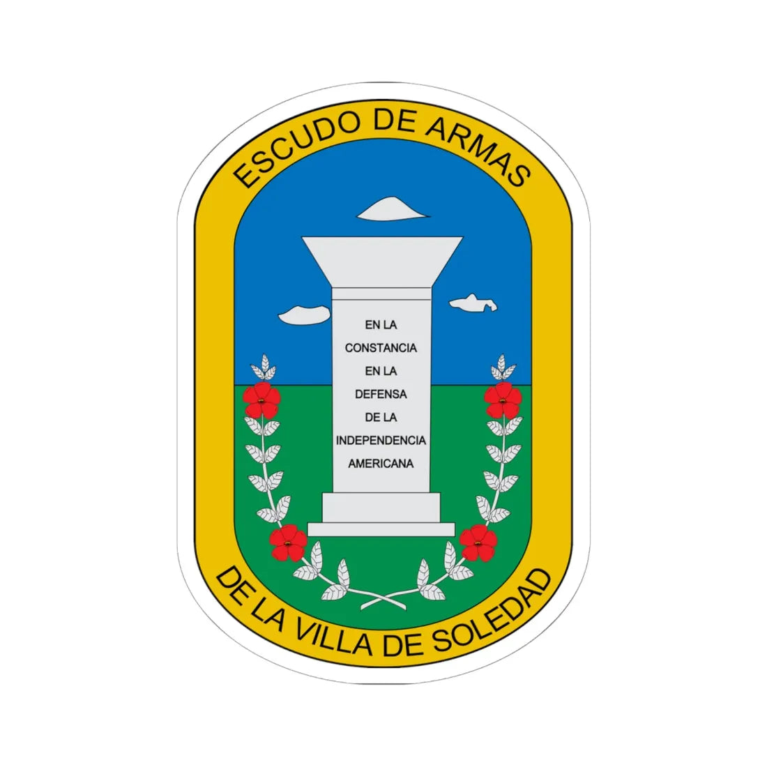 Escudo de Soledad Atlántico (Colombia) (Coat of Arms) STICKER Vinyl Kiss-Cut Decal 6 Inch White - The Sticker Space