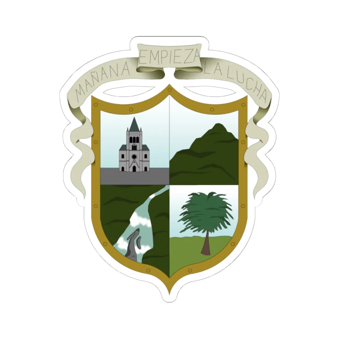 Escudo de Sonsón 1938- 1956 (Colombia) (Coat of Arms) STICKER Vinyl Kiss-Cut Decal 6 Inch White - The Sticker Space