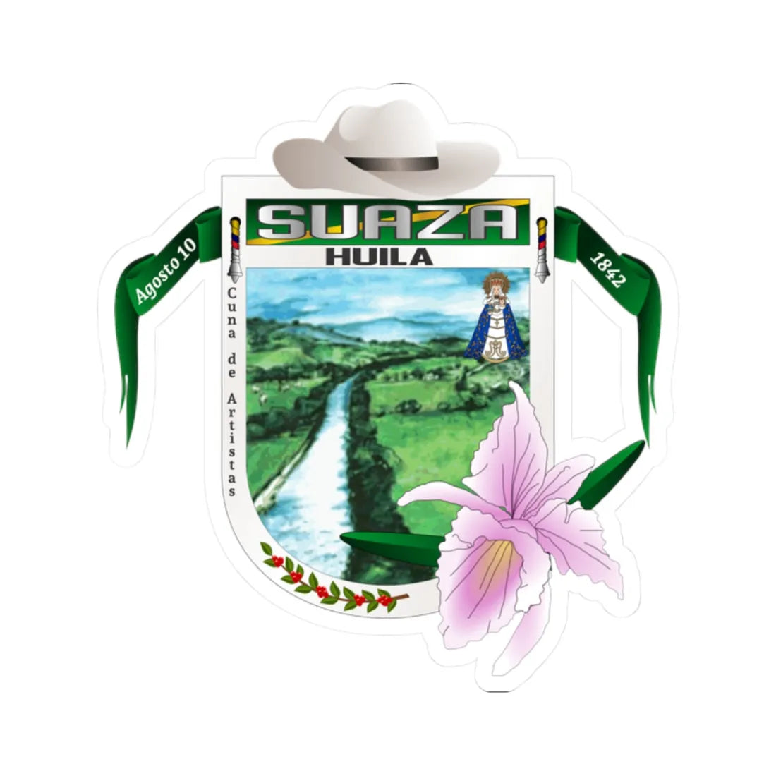 Escudo de Suaza Huila (Colombia) (Coat of Arms) STICKER Vinyl Kiss-Cut Decal - The Sticker Space