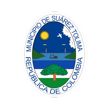 Escudo de Suárez - Tolima (Colombia) (Coat of Arms) STICKER Vinyl Kiss-Cut Decal 2 Inch White - The Sticker Space