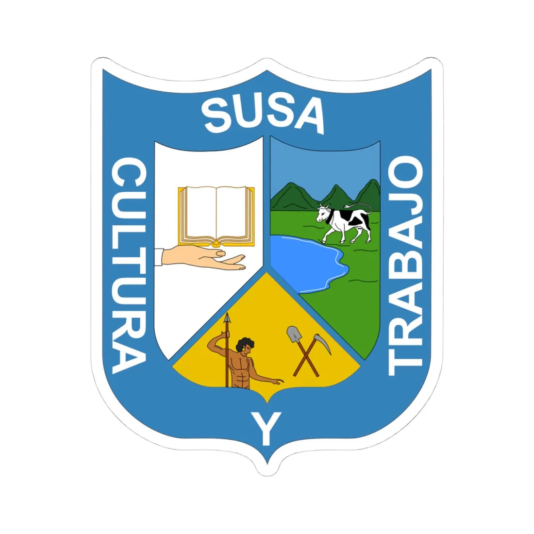 Escudo de Susa - Cundinamarca (Colombia) (Coat of Arms) STICKER Vinyl Kiss-Cut Decal 4 Inch White - The Sticker Space