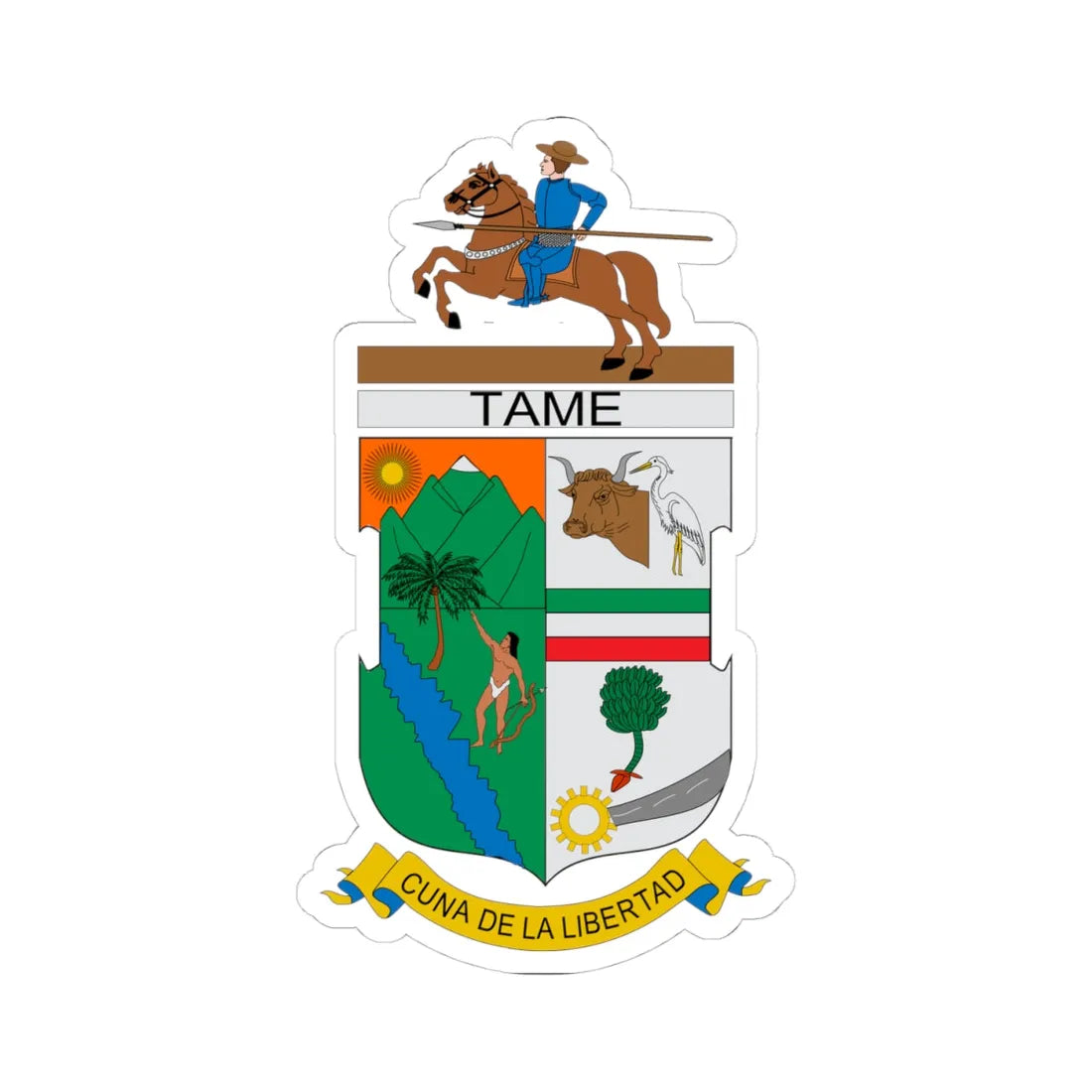 Escudo de Tame Arauca (Colombia) (Coat of Arms) STICKER Vinyl Kiss-Cut Decal 4 Inch White - The Sticker Space