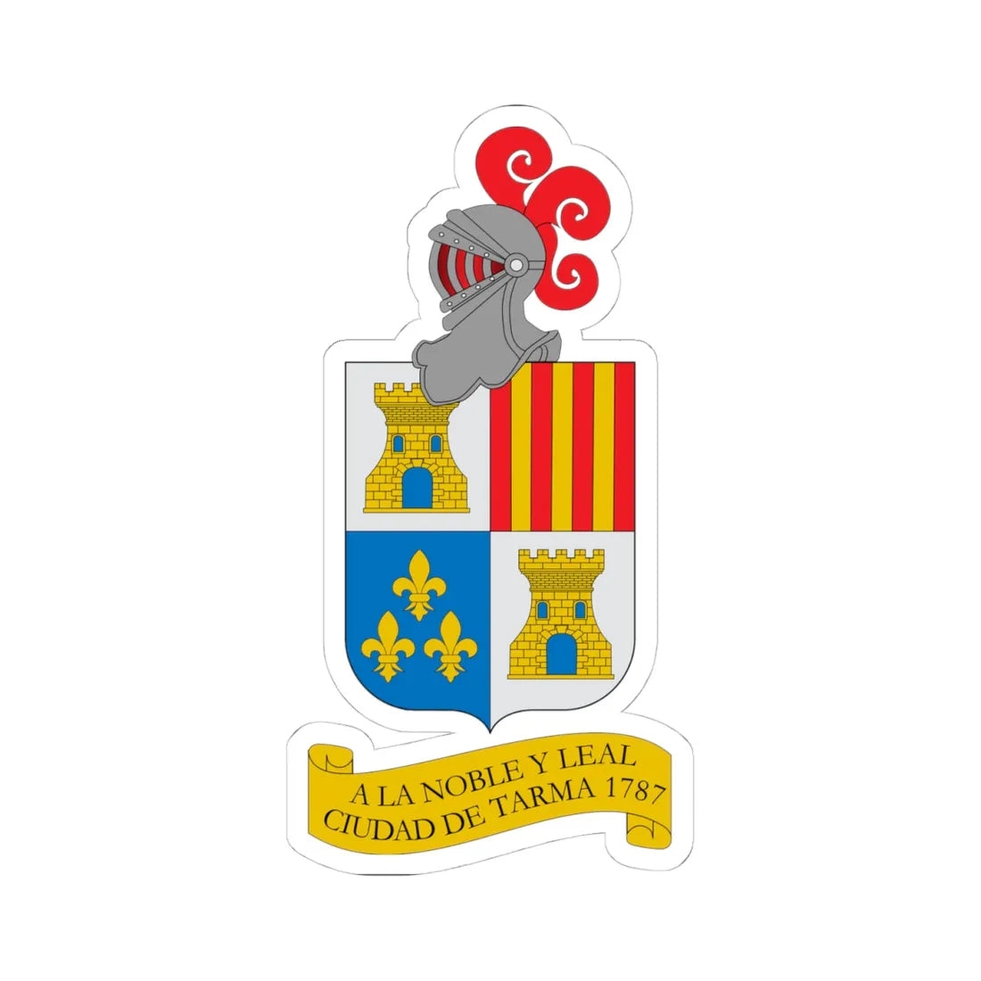 Escudo De Tarma (Peru) (Coat of Arms) STICKER Vinyl Kiss-Cut Decal 4 Inch White - The Sticker Space