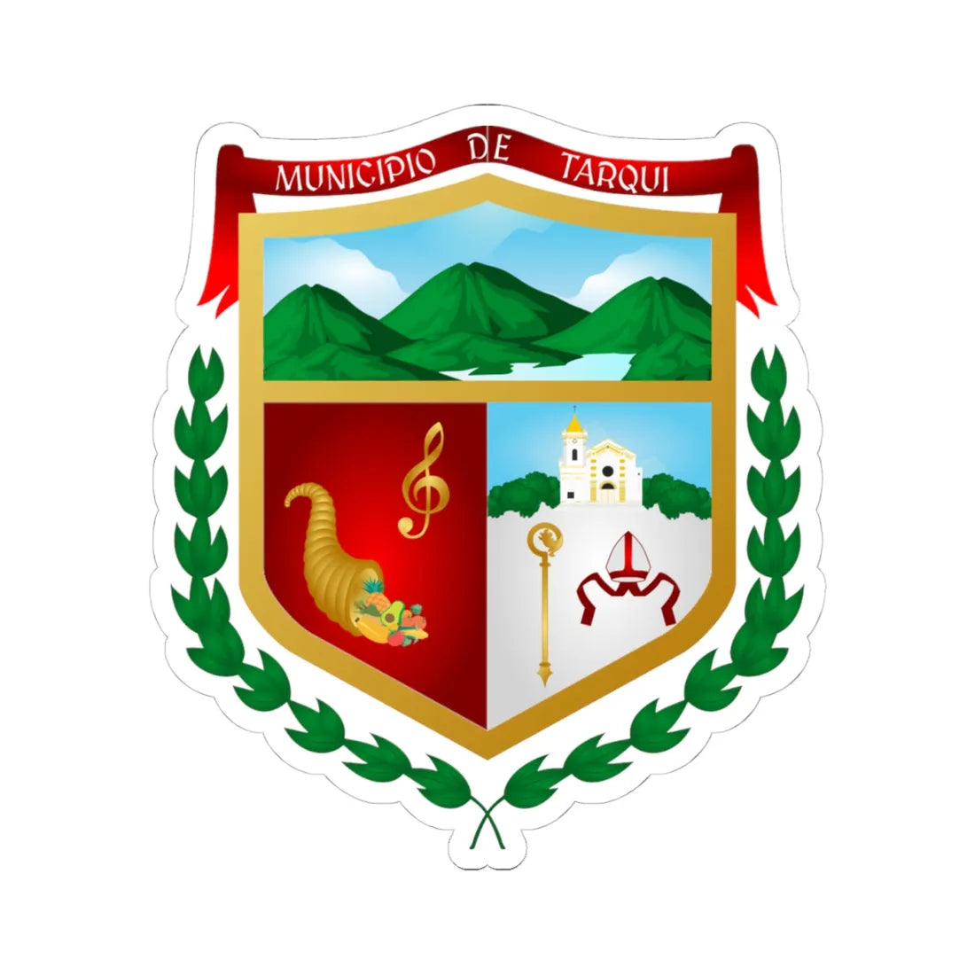 Escudo de Tarqui Huila (Colombia) (Coat of Arms) STICKER Vinyl Kiss-Cut Decal 4 Inch White - The Sticker Space