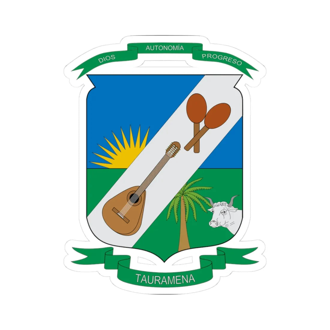 Escudo de Tauramena (Colombia) (Coat of Arms) STICKER Vinyl Kiss-Cut Decal 3 Inch White - The Sticker Space