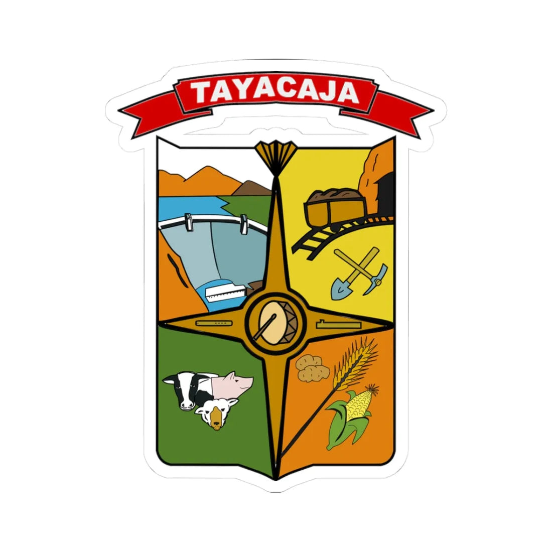 Escudo de Tayacaja (Peru) (Coat of Arms) STICKER Vinyl Kiss-Cut Decal 3 Inch White - The Sticker Space