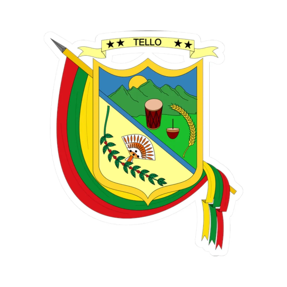 Escudo de Tello - Huila (Colombia) (Coat of Arms) STICKER Vinyl Kiss-Cut Decal 2 Inch White - The Sticker Space