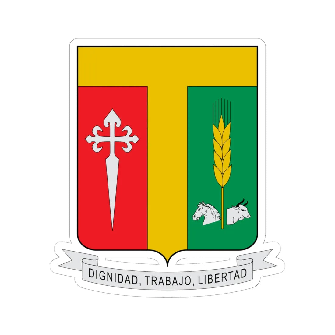 Escudo de Tenjo (Colombia) (Coat of Arms) STICKER Vinyl Kiss-Cut Decal 6 Inch White - The Sticker Space