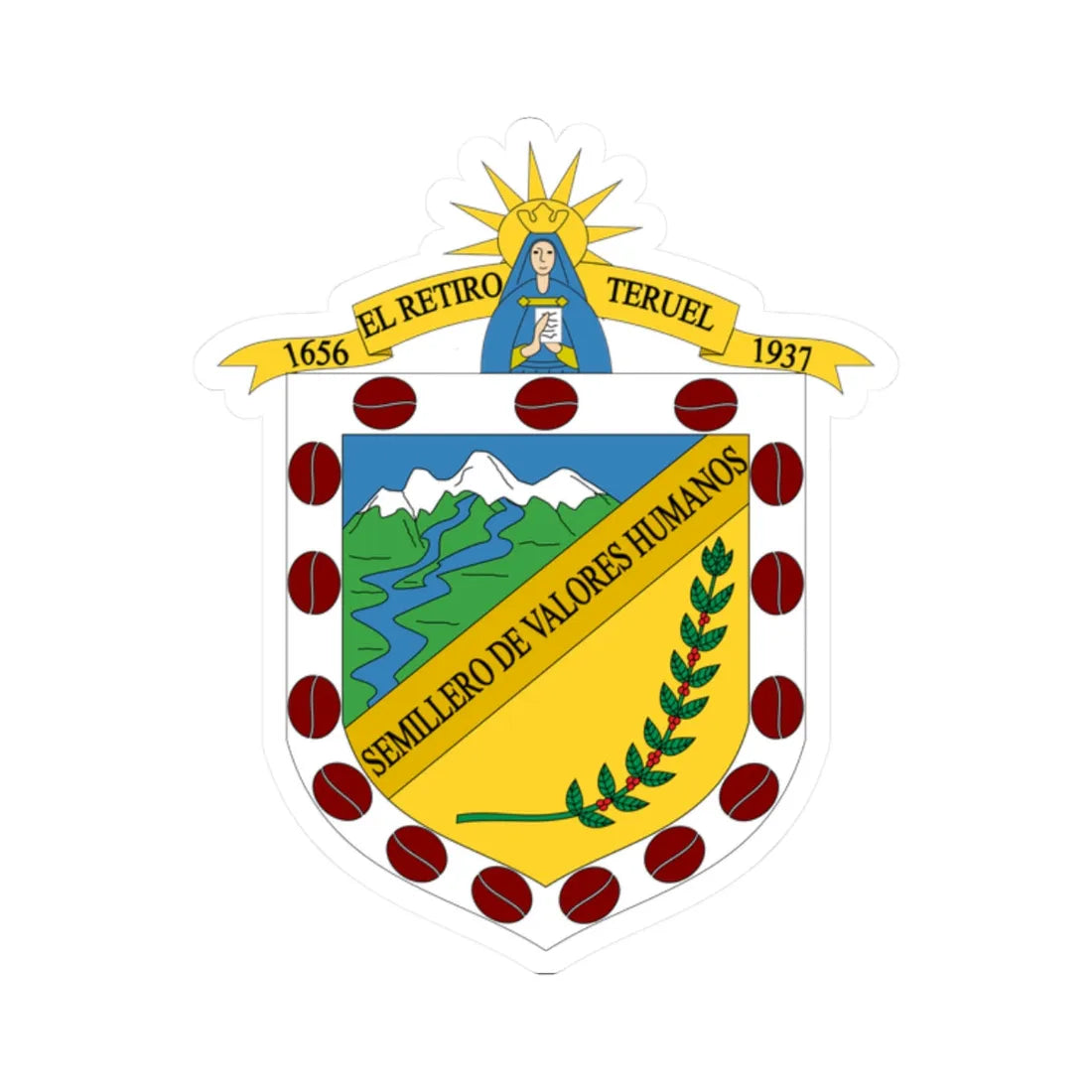 Escudo de Teruel - Huila (Colombia) (Coat of Arms) STICKER Vinyl Kiss-Cut Decal 2 Inch White - The Sticker Space