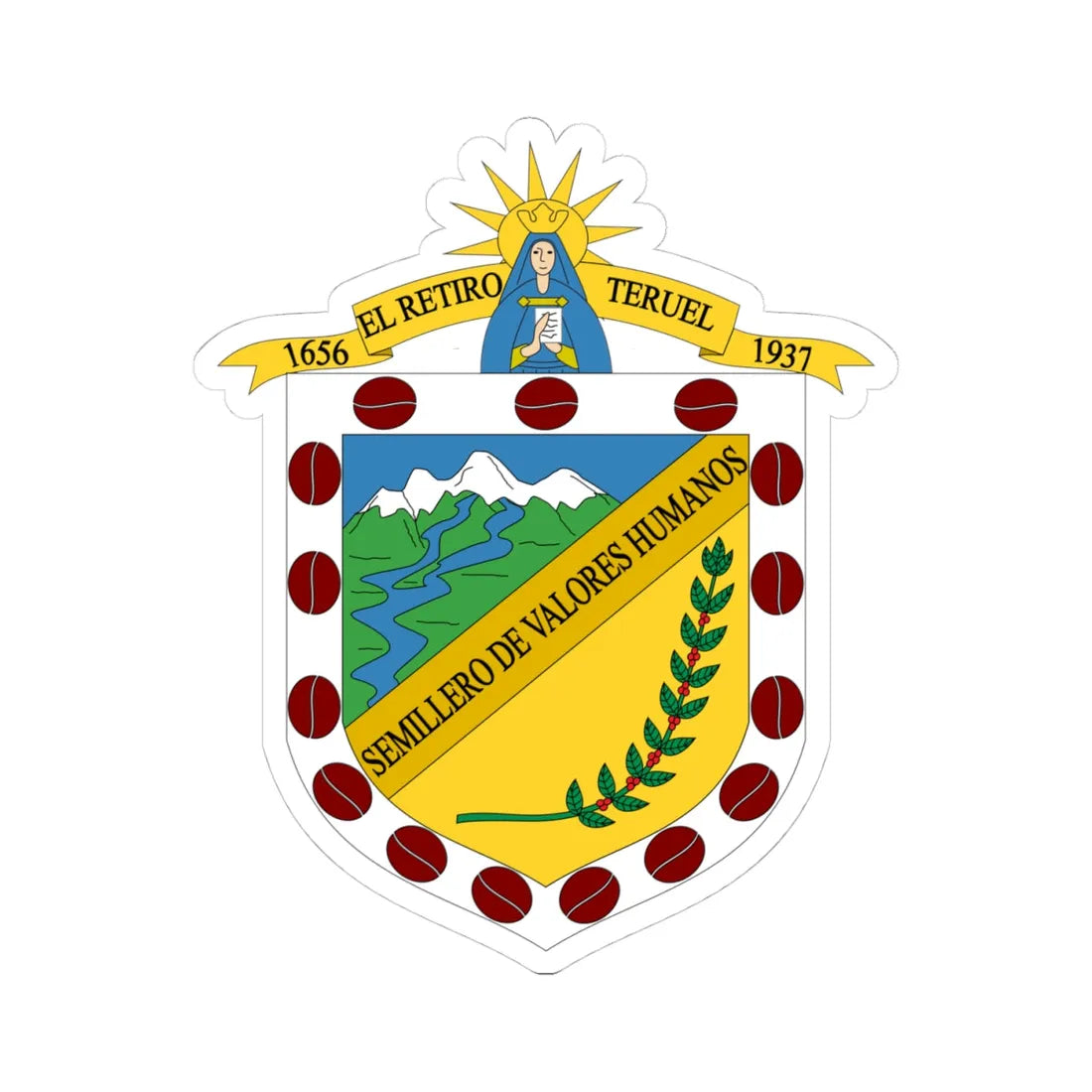Escudo de Teruel - Huila (Colombia) (Coat of Arms) STICKER Vinyl Kiss-Cut Decal 4 Inch White - The Sticker Space