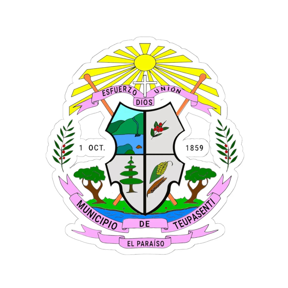 Escudo de Teupasenti (Honduras) (Coat of Arms) STICKER Vinyl Kiss-Cut Decal 6 Inch White - The Sticker Space