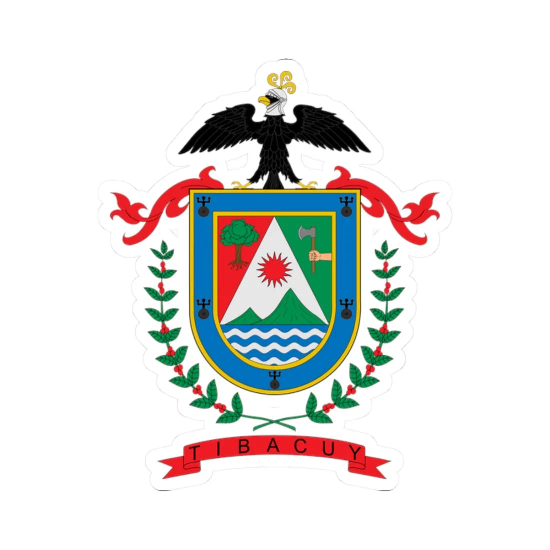 Escudo de Tibacuy (Colombia) (Coat of Arms) STICKER Vinyl Kiss-Cut Decal 2 Inch White - The Sticker Space