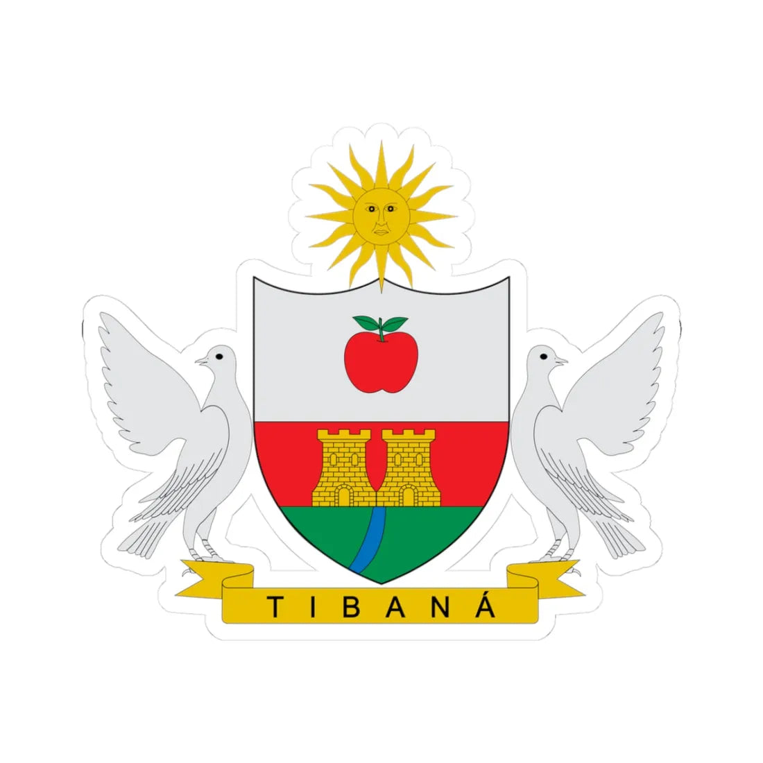 Escudo de Tibaná Boyacá (Colombia) (Coat of Arms) STICKER Vinyl Kiss-Cut Decal 3 Inch White - The Sticker Space