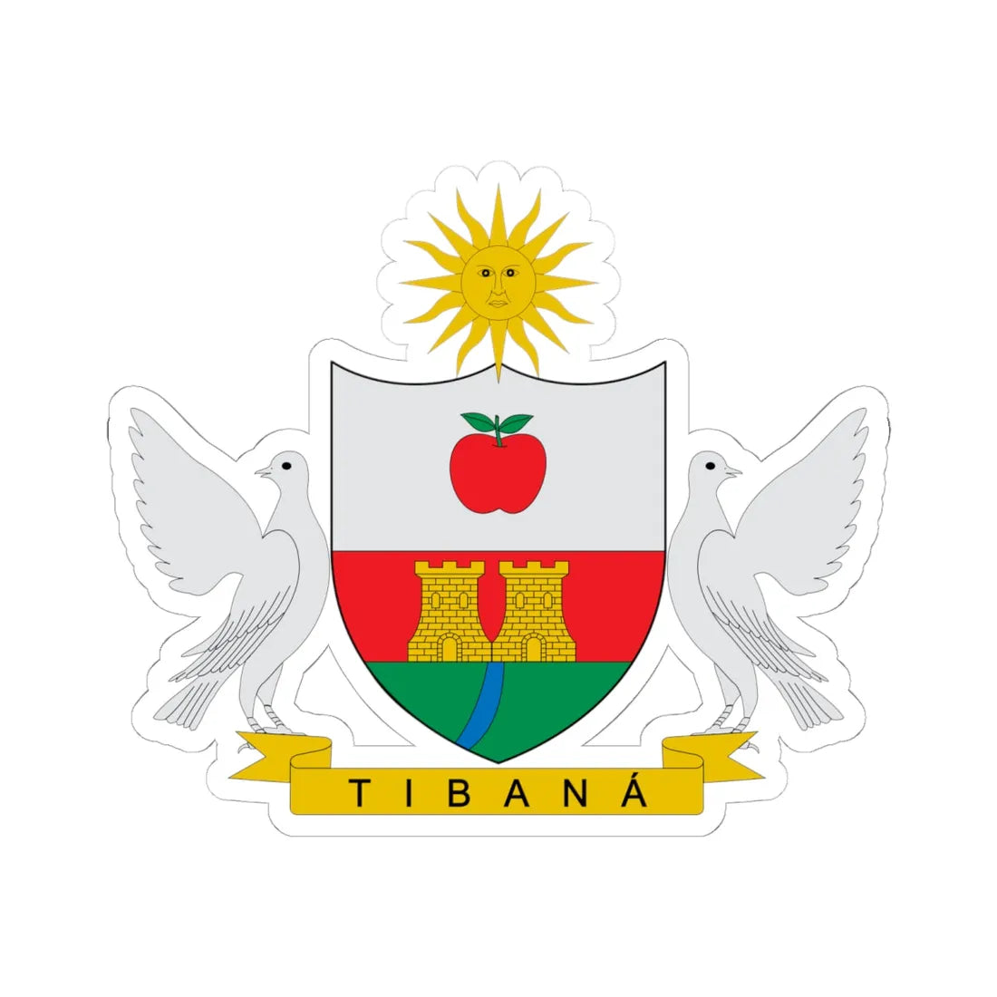 Escudo de Tibaná Boyacá (Colombia) (Coat of Arms) STICKER Vinyl Kiss-Cut Decal 6 Inch White - The Sticker Space