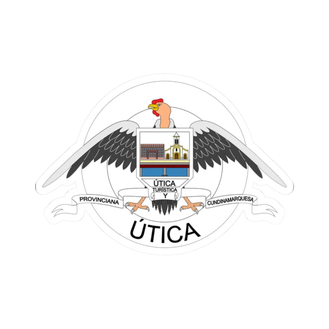 Escudo de Útica - Cundinamarca (Colombia) (Coat of Arms) STICKER Vinyl Kiss-Cut Decal 2 Inch White - The Sticker Space