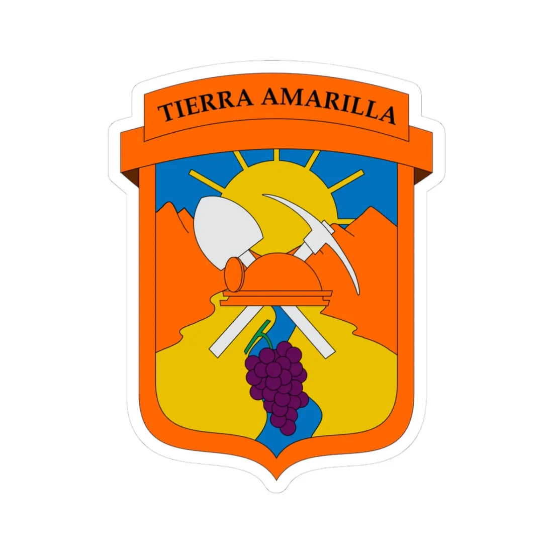 Escudo de Tierra Amarilla (Chile) (Coat of Arms) STICKER Vinyl Kiss-Cut Decal 3 Inch White - The Sticker Space
