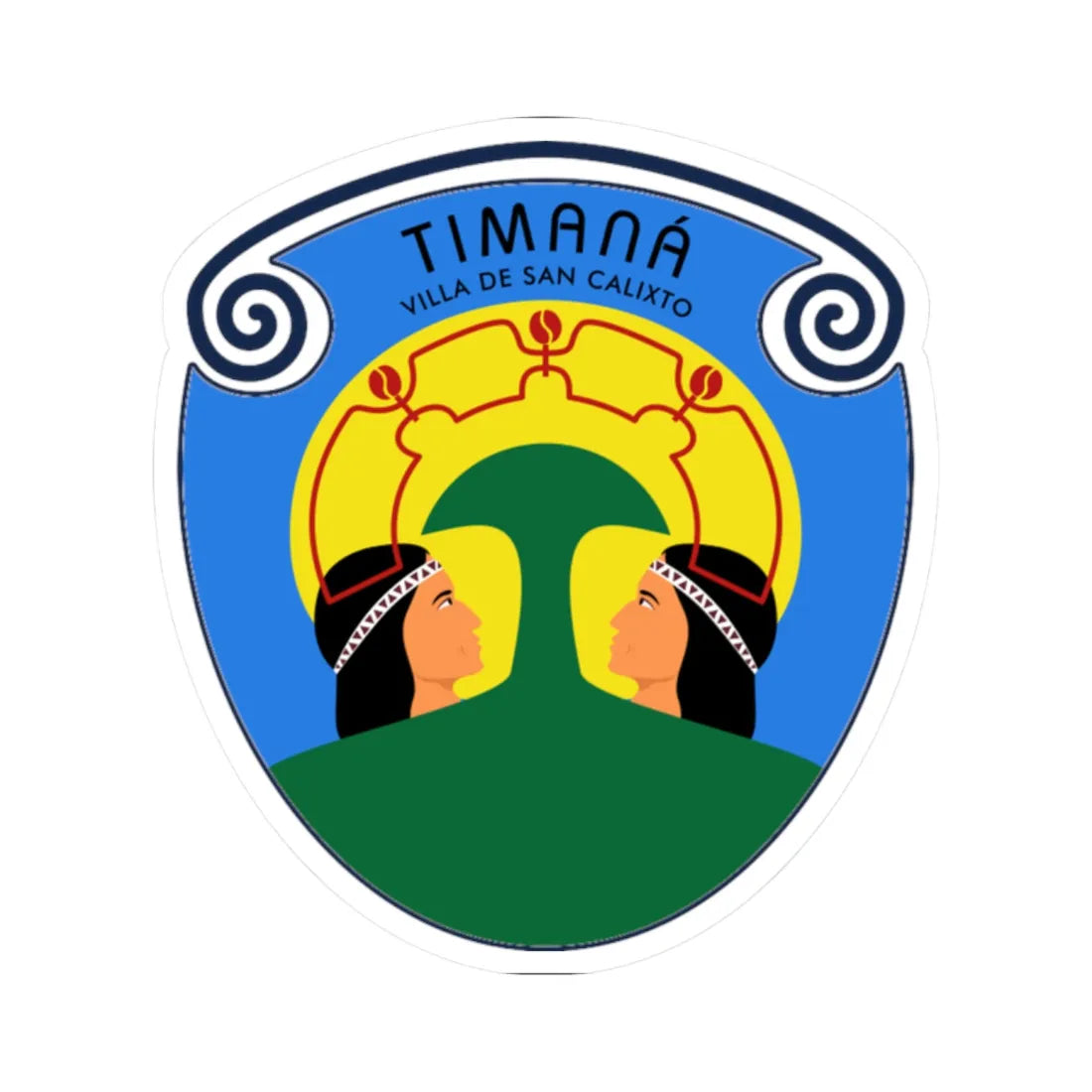 Escudo de Timana Huila (Colombia) (Coat of Arms) STICKER Vinyl Kiss-Cut Decal 2 Inch White - The Sticker Space