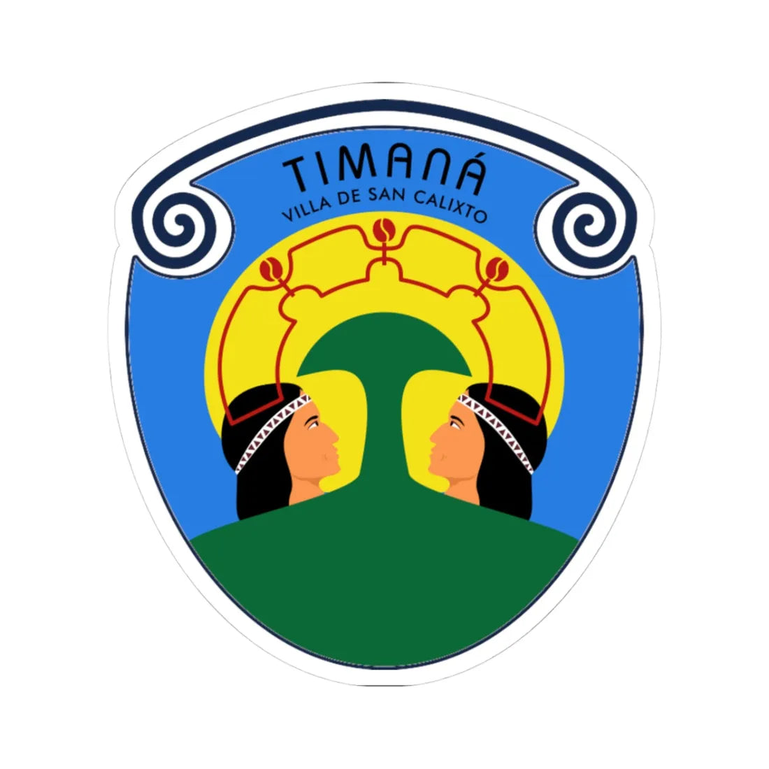 Escudo de Timana Huila (Colombia) (Coat of Arms) STICKER Vinyl Kiss-Cut Decal 3 Inch White - The Sticker Space