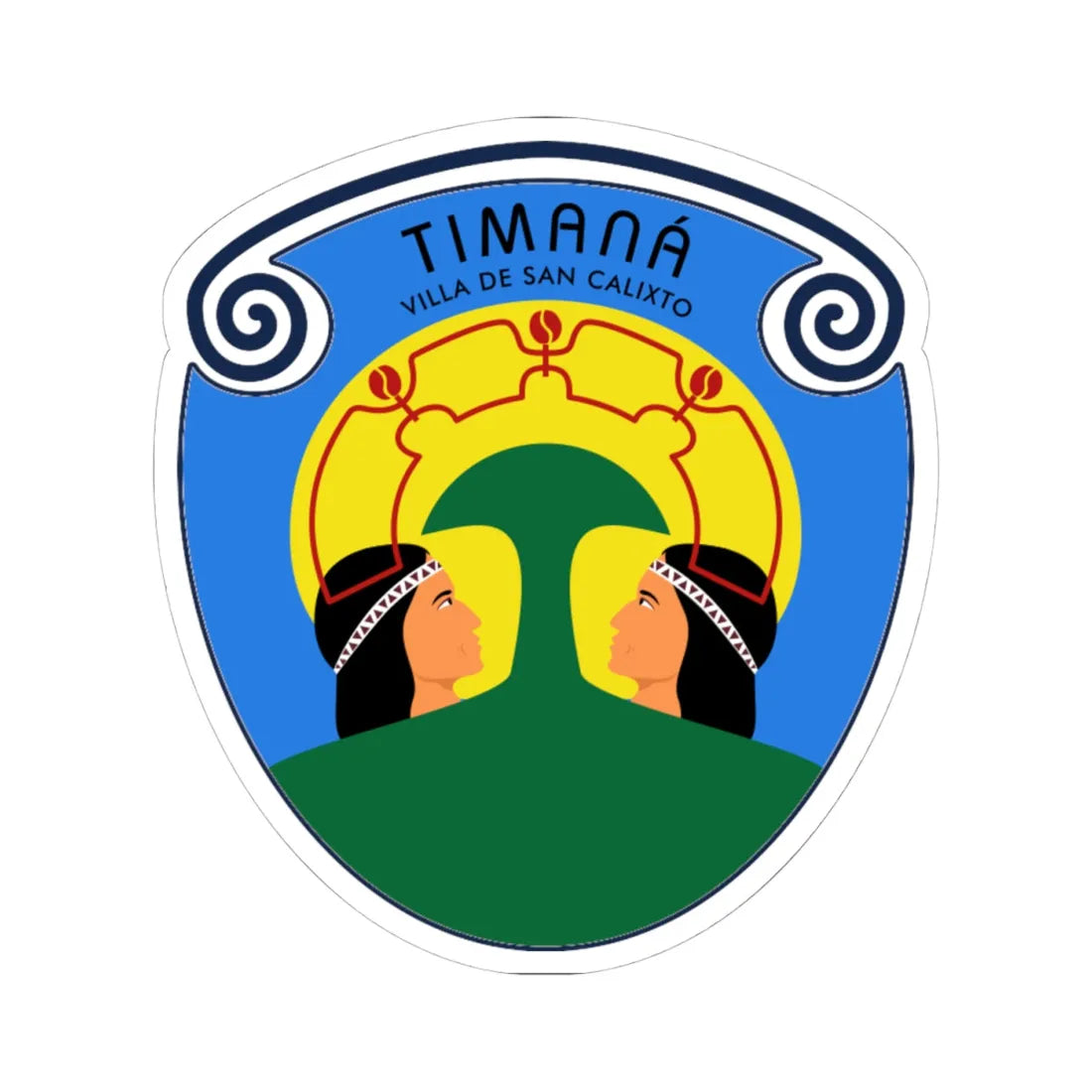 Escudo de Timana Huila (Colombia) (Coat of Arms) STICKER Vinyl Kiss-Cut Decal 4 Inch White - The Sticker Space