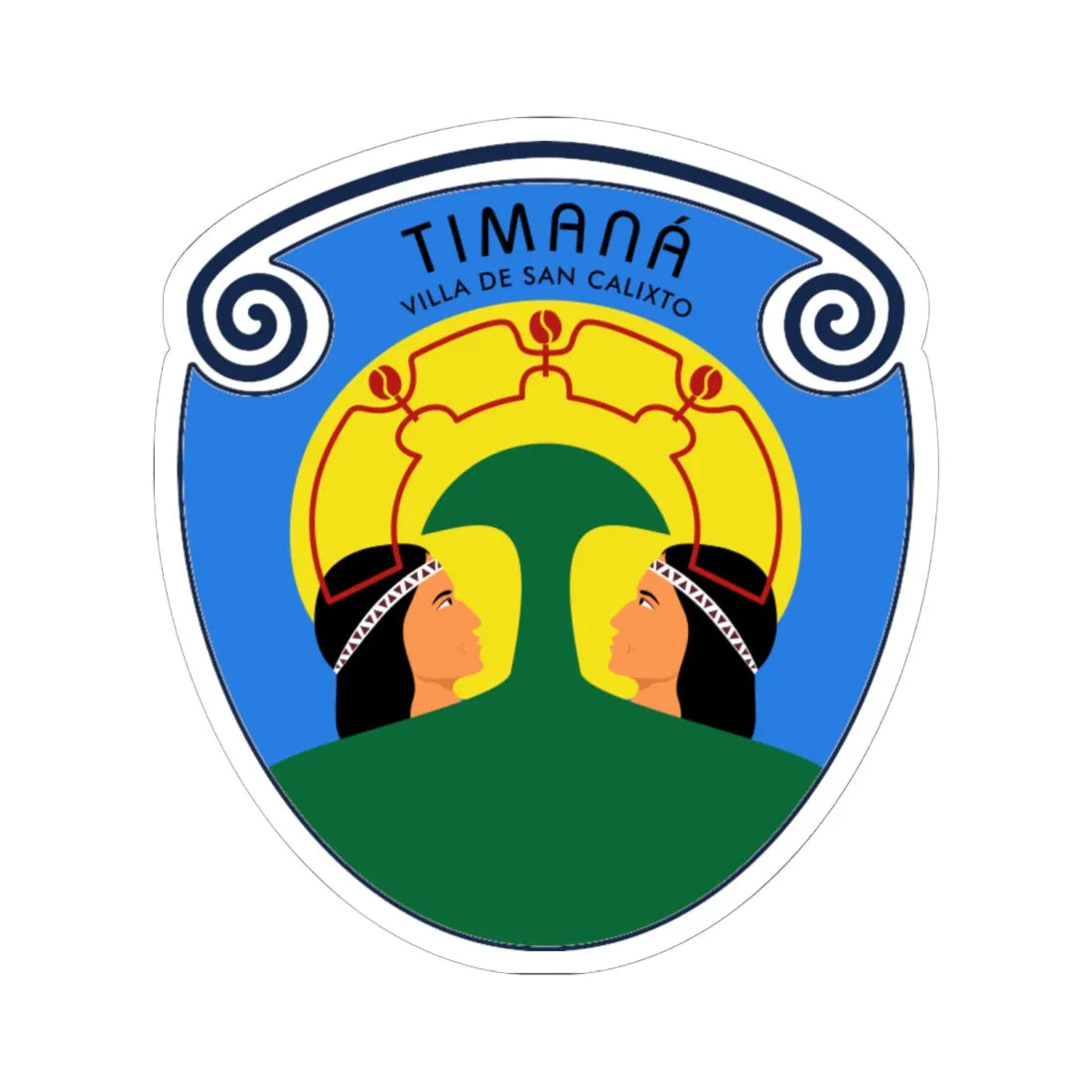 Escudo de Timana Huila (Colombia) (Coat of Arms) STICKER Vinyl Kiss-Cut Decal 6 Inch White - The Sticker Space