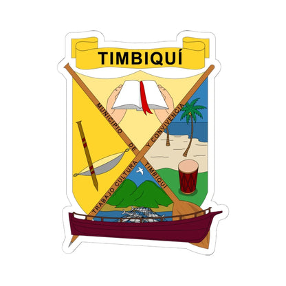 Escudo de Timbiquí - Cauca (Colombia) (Coat of Arms) STICKER Vinyl Kiss-Cut Decal 6 Inch White - The Sticker Space