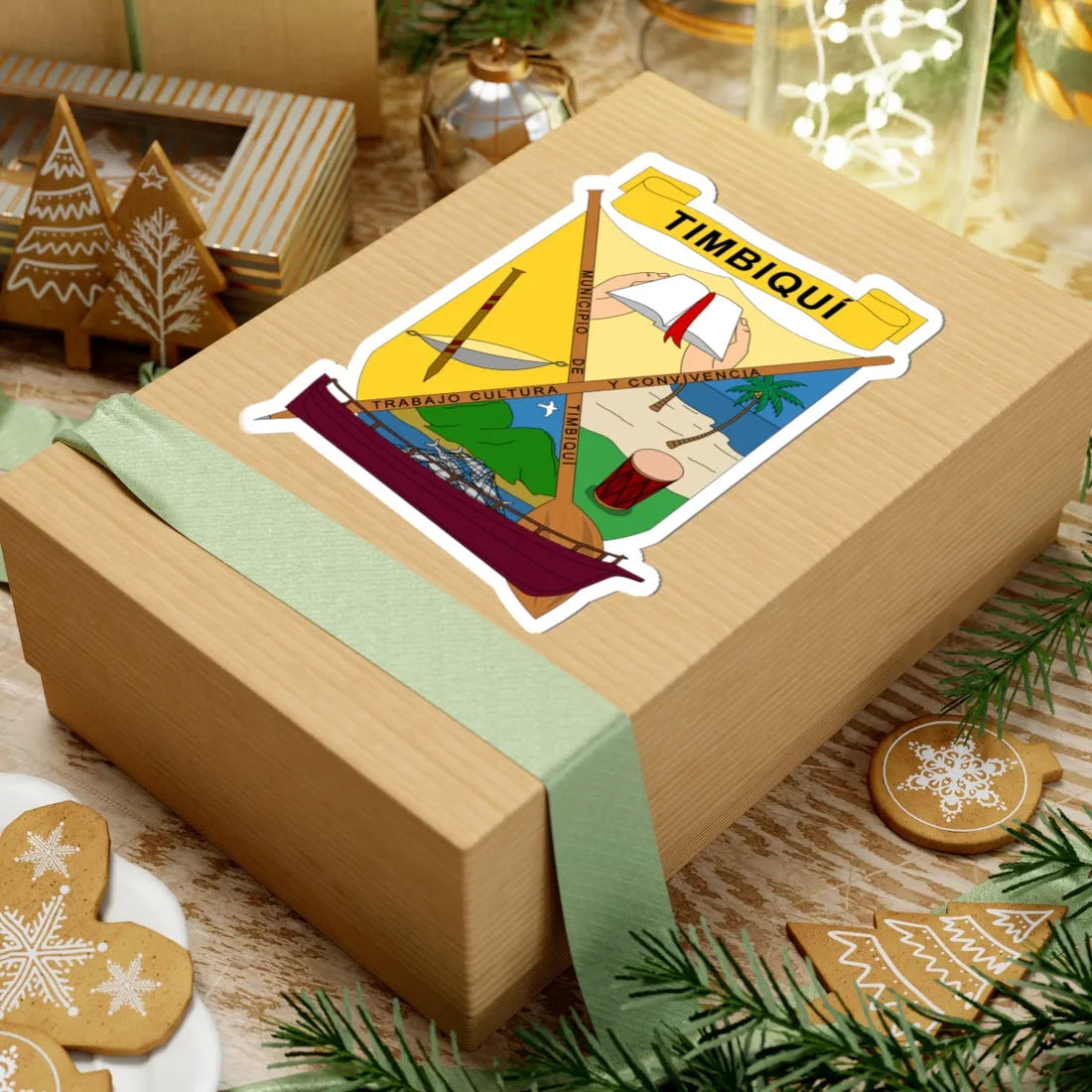 Escudo de Timbiquí - Cauca (Colombia) (Coat of Arms) STICKER Vinyl Kiss-Cut Decal - The Sticker Space