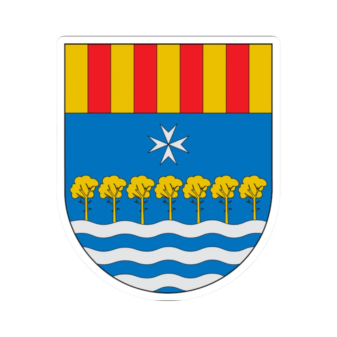 Escudo de Tivenys (Spain) (Coat of Arms) STICKER Vinyl Kiss-Cut Decal 2 Inch White - The Sticker Space