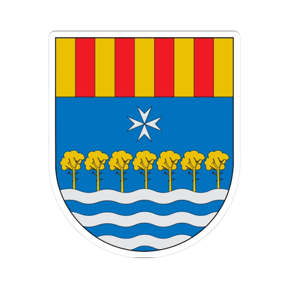 Escudo de Tivenys (Spain) (Coat of Arms) STICKER Vinyl Kiss-Cut Decal 3 Inch White - The Sticker Space