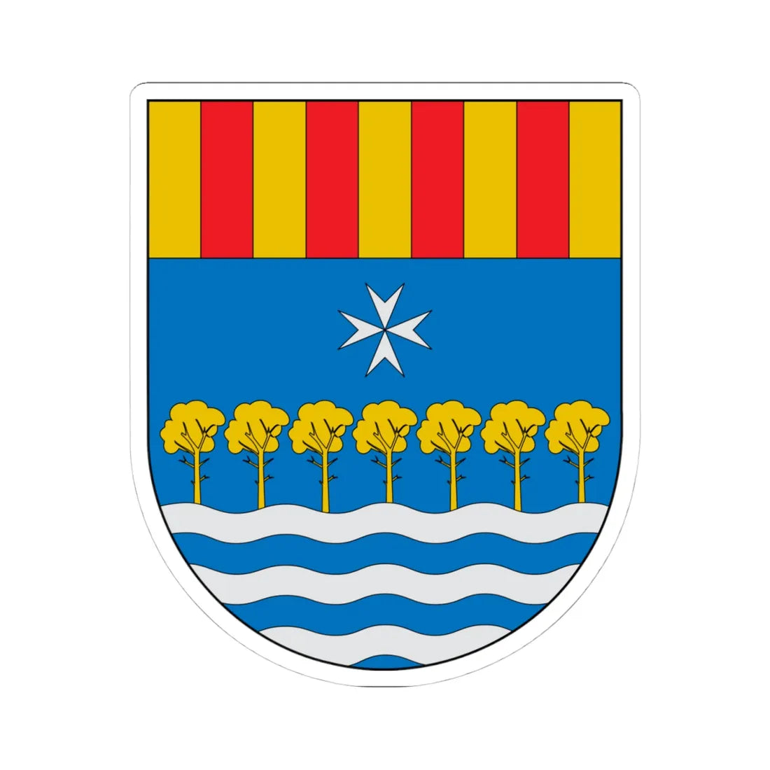 Escudo de Tivenys (Spain) (Coat of Arms) STICKER Vinyl Kiss-Cut Decal 4 Inch White - The Sticker Space