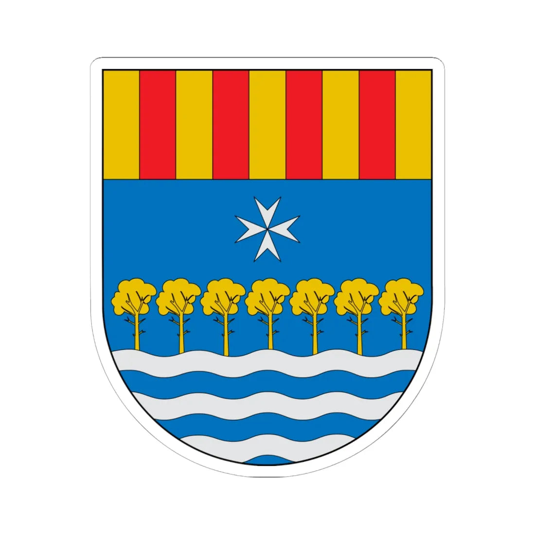 Escudo de Tivenys (Spain) (Coat of Arms) STICKER Vinyl Kiss-Cut Decal 6 Inch White - The Sticker Space