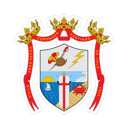 Escudo de Tolú (Colombia) (Coat of Arms) STICKER Vinyl Kiss-Cut Decal 4 Inch White - The Sticker Space