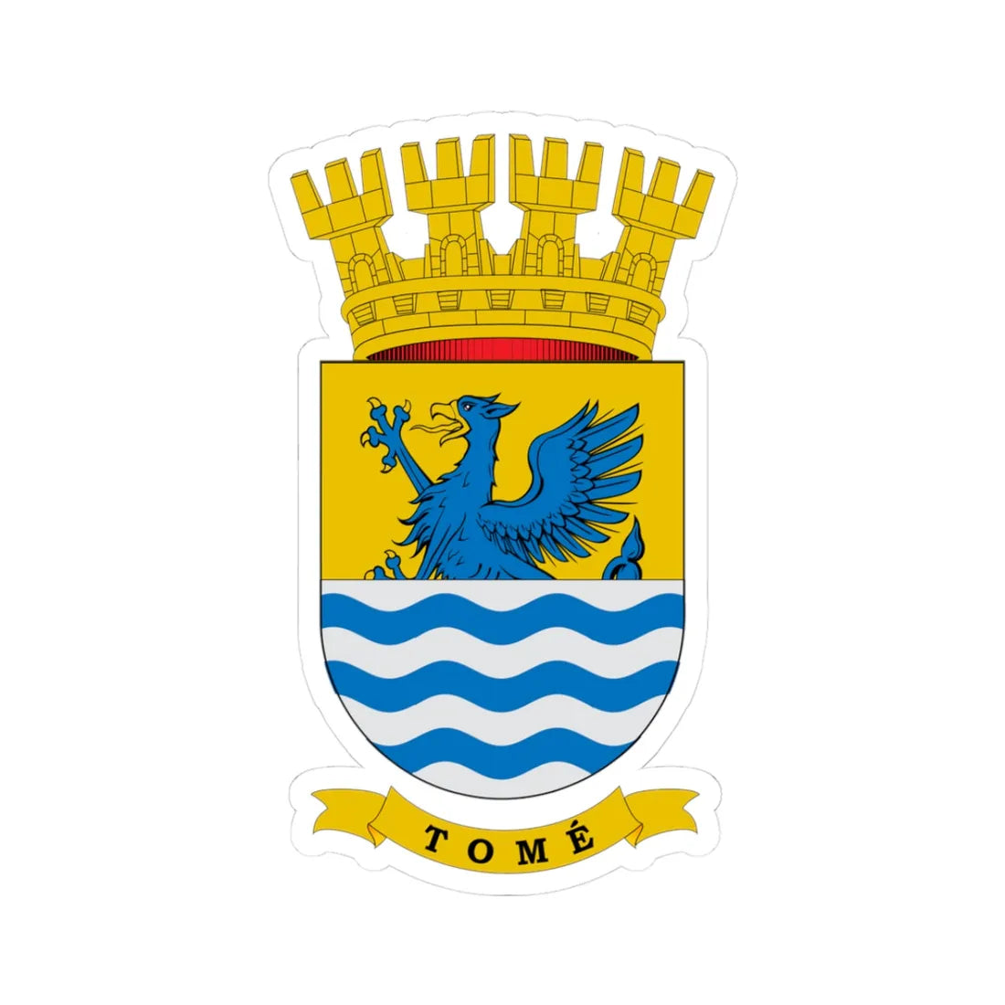 Escudo de Tomé (Chile) (Coat of Arms) STICKER Vinyl Kiss-Cut Decal 3 Inch White - The Sticker Space