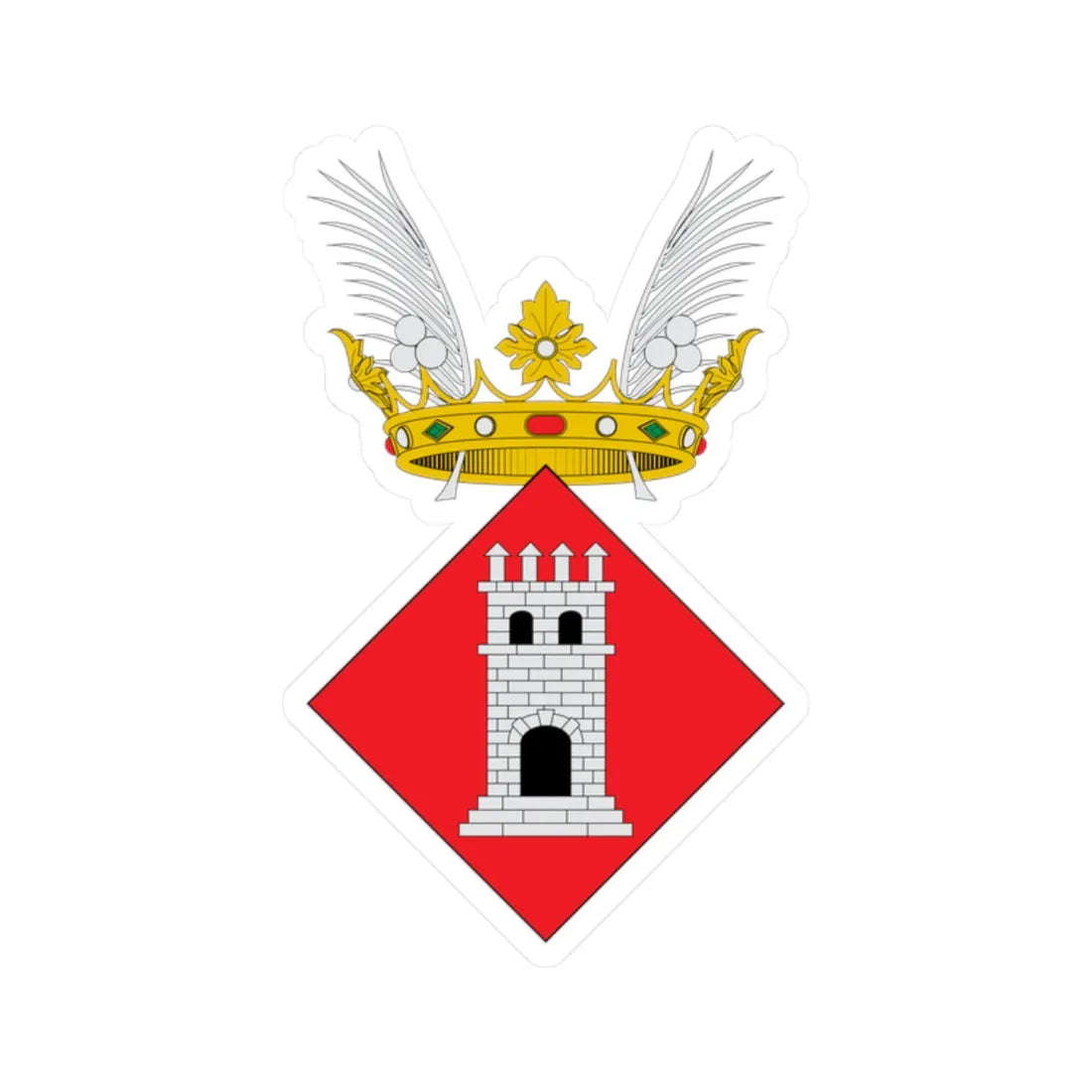 Escudo de Tortosa (Spain) (Coat of Arms) STICKER Vinyl Kiss-Cut Decal 2 Inch White - The Sticker Space