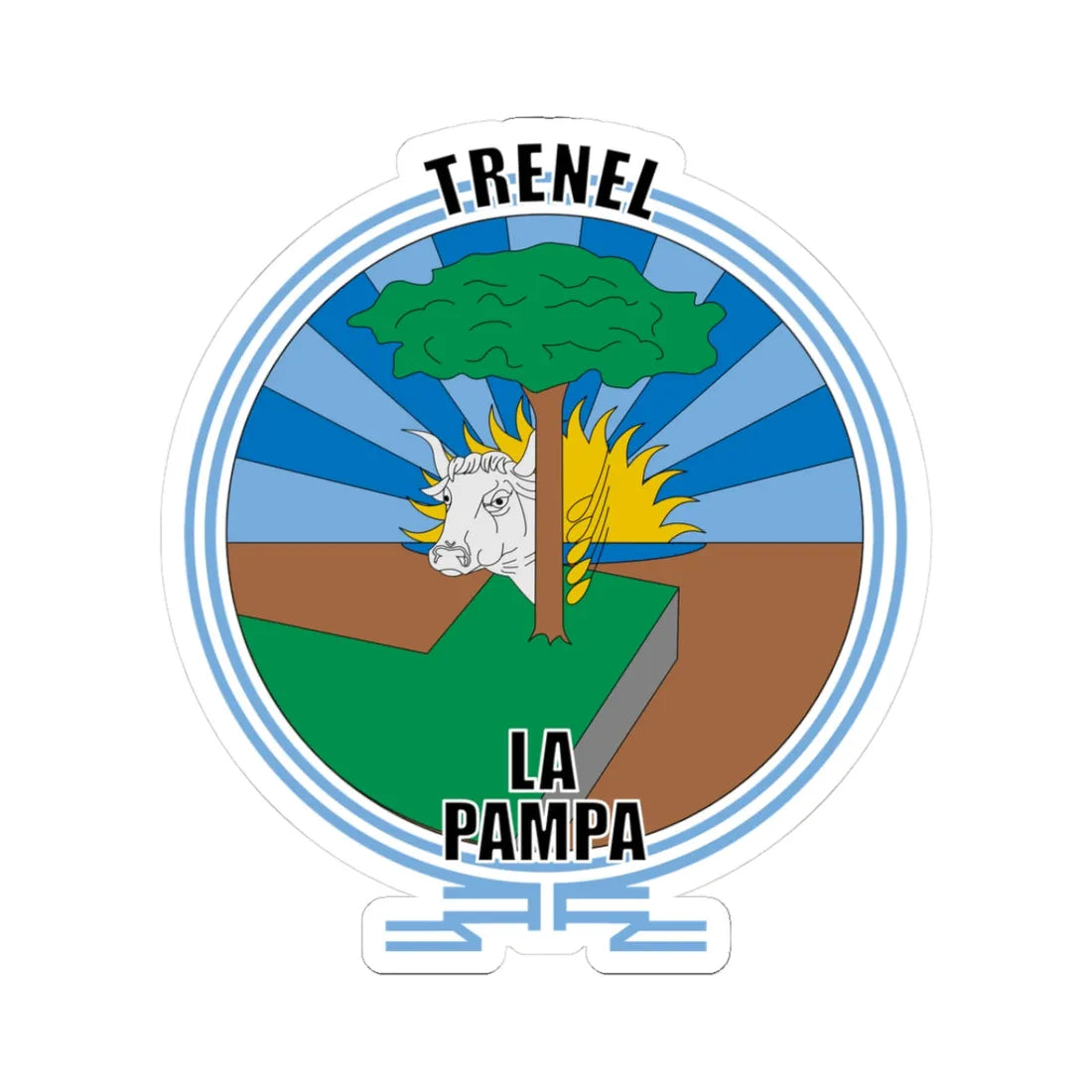 Escudo de Trenel (Argentina) (Coat of Arms) STICKER Vinyl Kiss-Cut Decal 3 Inch White - The Sticker Space