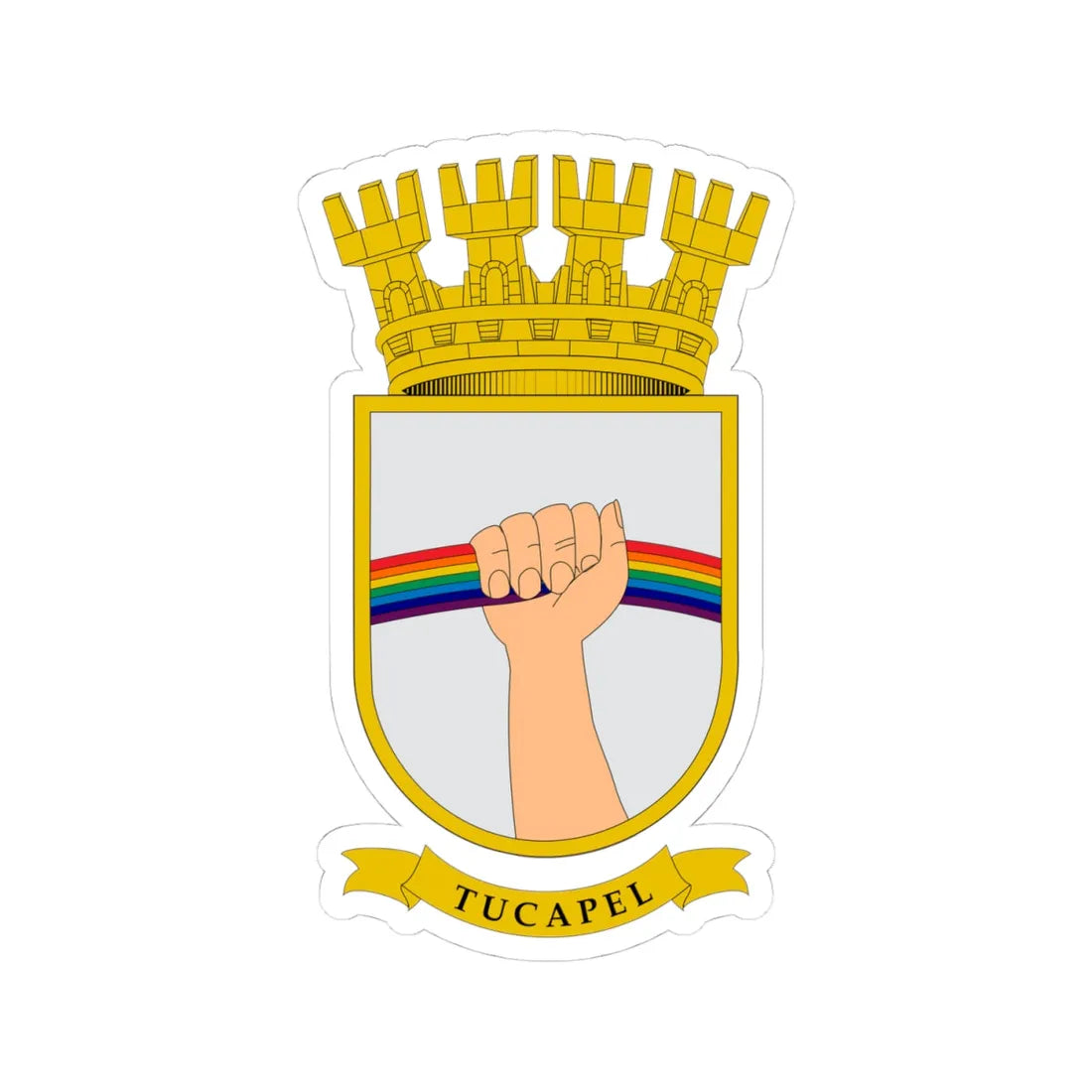 Escudo de Tucapel (Chile) (Coat of Arms) STICKER Vinyl Kiss-Cut Decal 4 Inch White - The Sticker Space