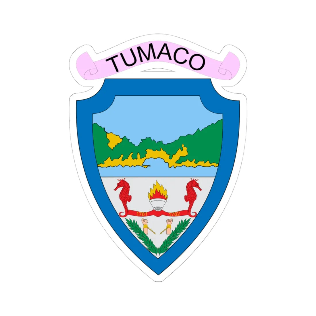 Escudo de Tumaco Nariño (Colombia) (Coat of Arms) STICKER Vinyl Kiss-Cut Decal - The Sticker Space
