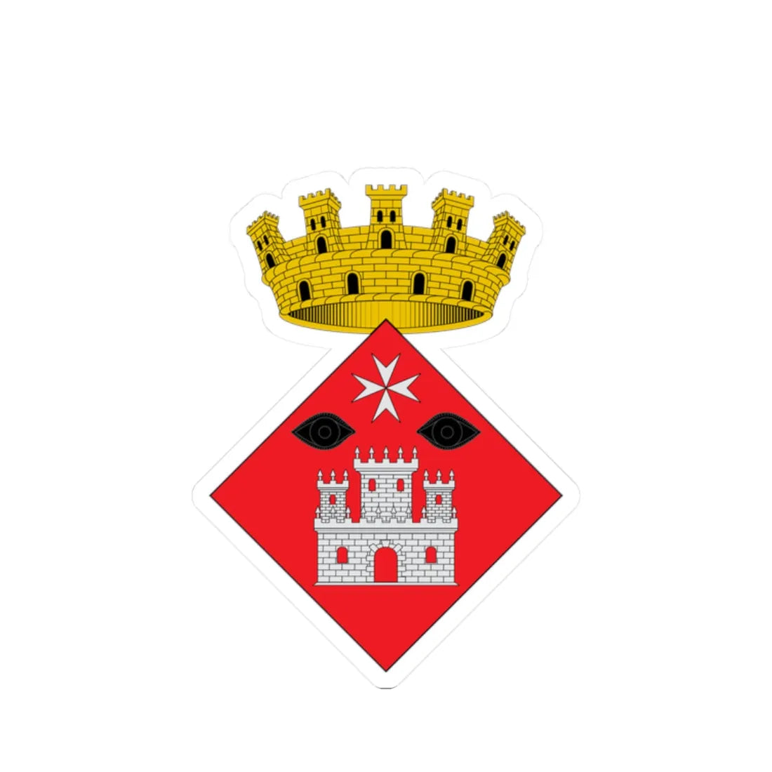 Escudo de Ulldecona DOGC (Spain) (Coat of Arms) STICKER Vinyl Kiss-Cut Decal 2 Inch White - The Sticker Space