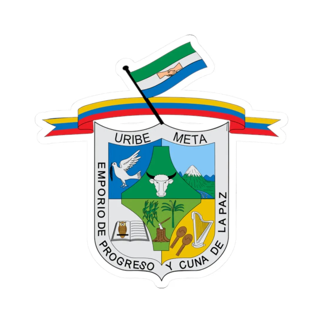 Escudo de Uribe Meta (Colombia) (Coat of Arms) STICKER Vinyl Kiss-Cut Decal 2 Inch White - The Sticker Space