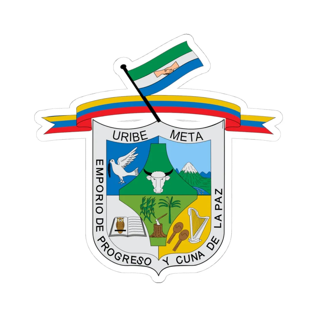 Escudo de Uribe Meta (Colombia) (Coat of Arms) STICKER Vinyl Kiss-Cut Decal 4 Inch White - The Sticker Space