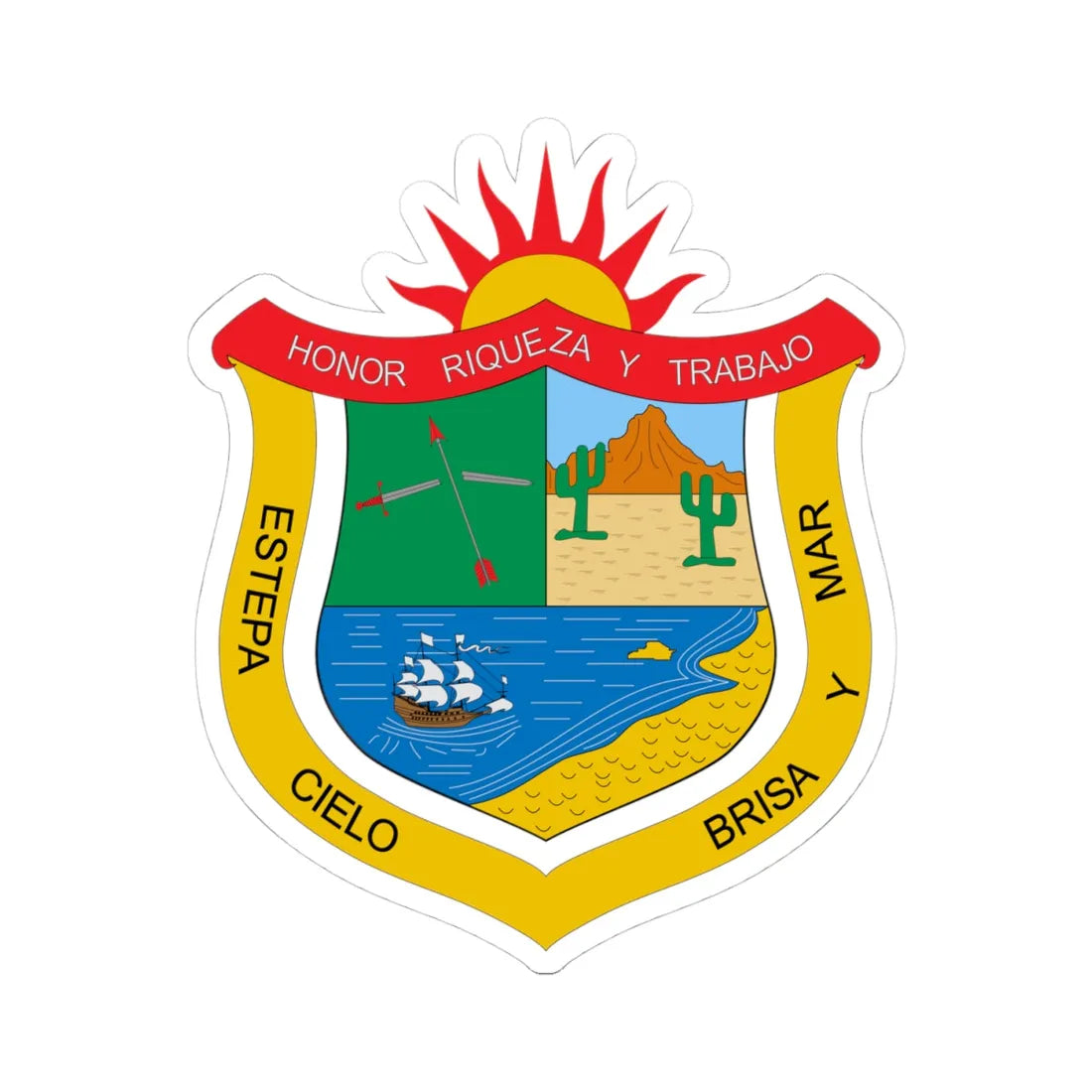 Escudo de Uribia La Guajira (Colombia) (Coat of Arms) STICKER Vinyl Kiss-Cut Decal 4 Inch White - The Sticker Space
